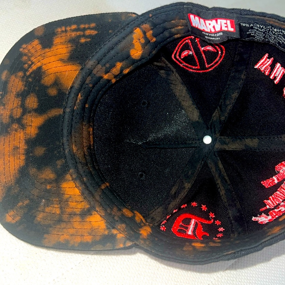 Deadpool Snapback hat with bleached brim
